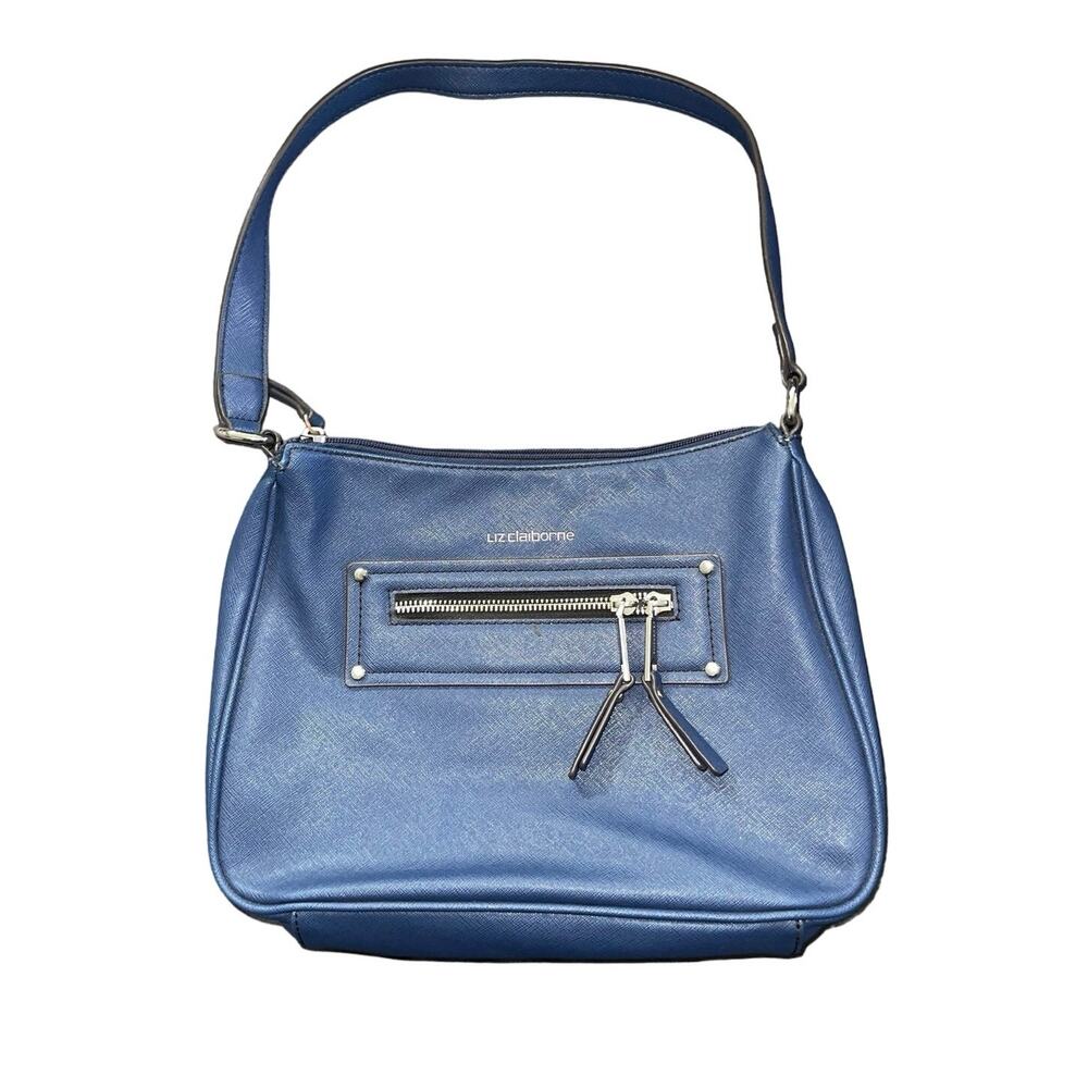 Liz Claiborne Blue Shoulder Bag Purse Minimalist Preppy Chic Vintage Staple
